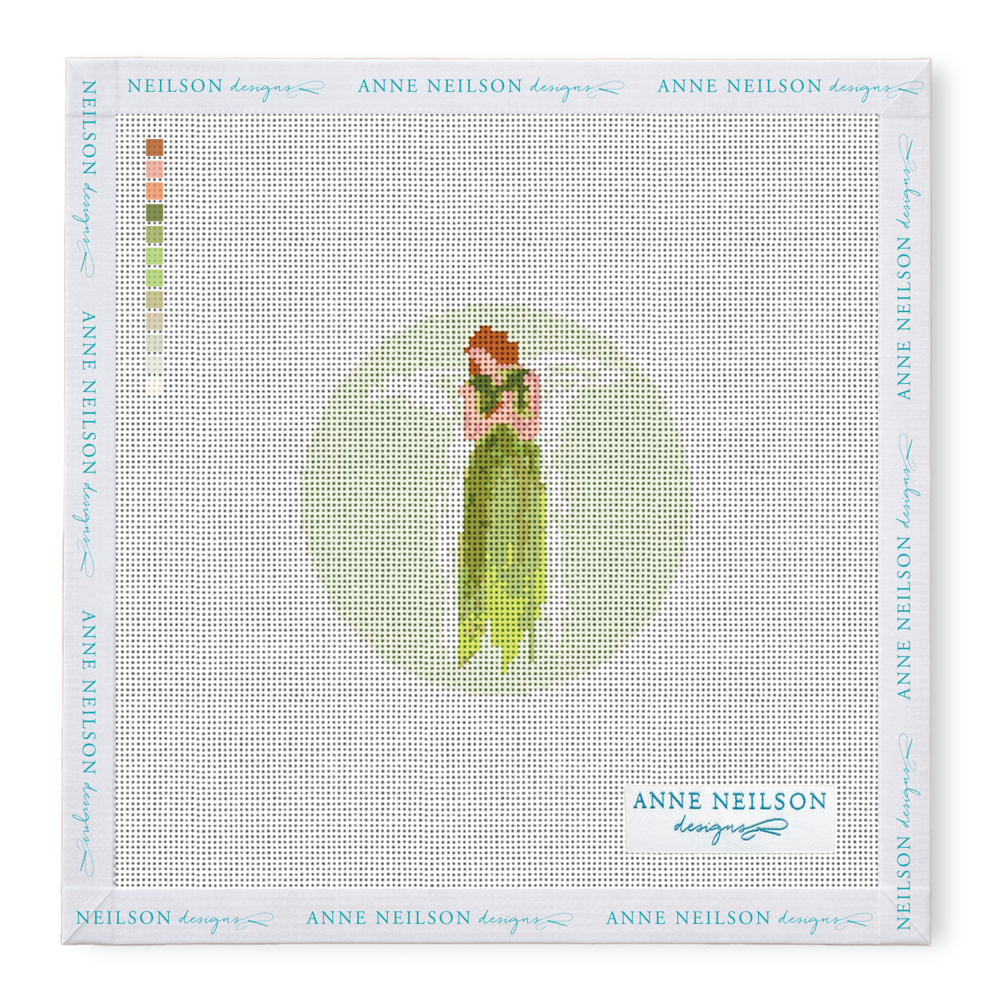 Green Watercolor Angel Round