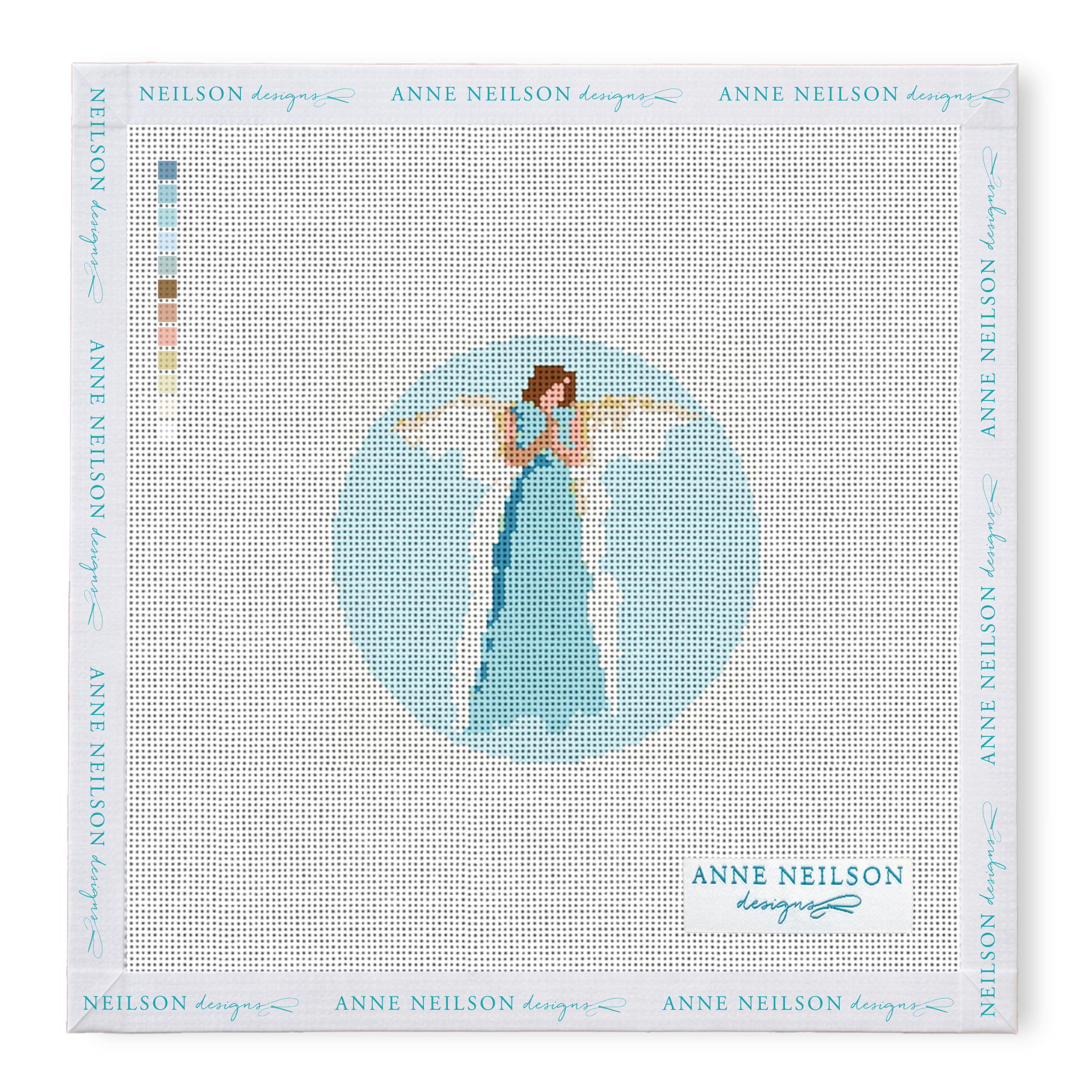 Blue Watercolor Angel Round