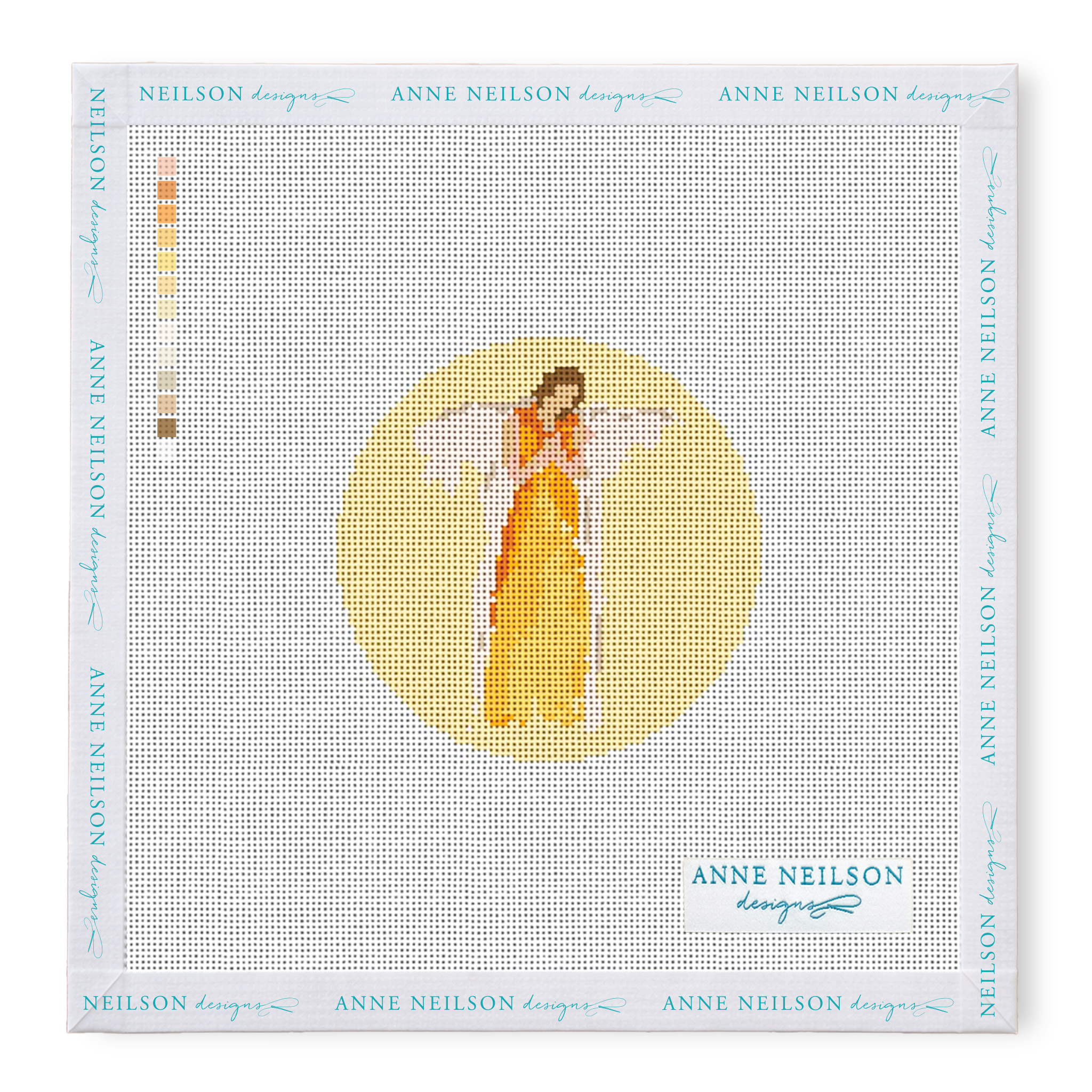 Orange Watercolor Angel Round